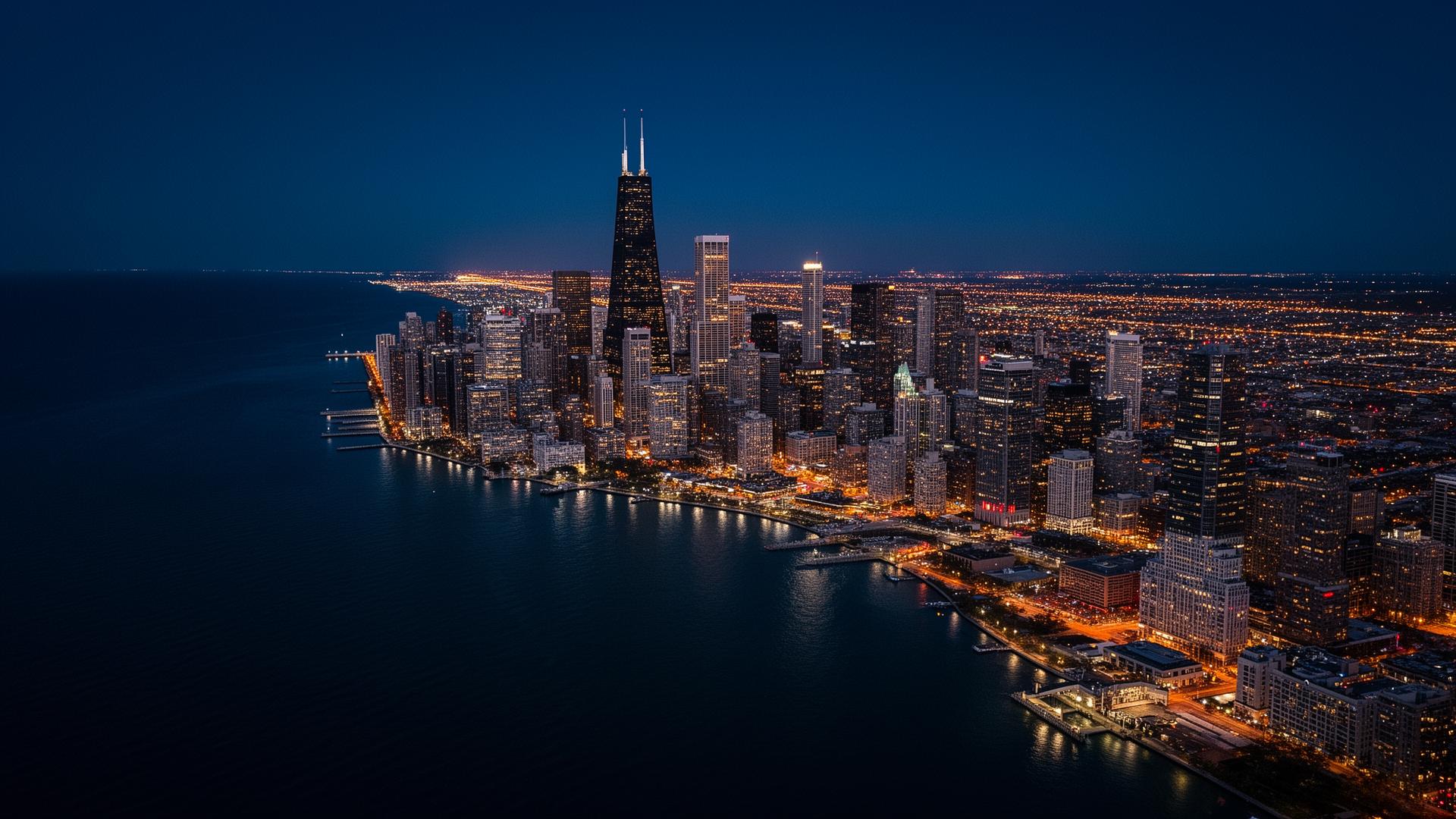 Chicago skyline at night